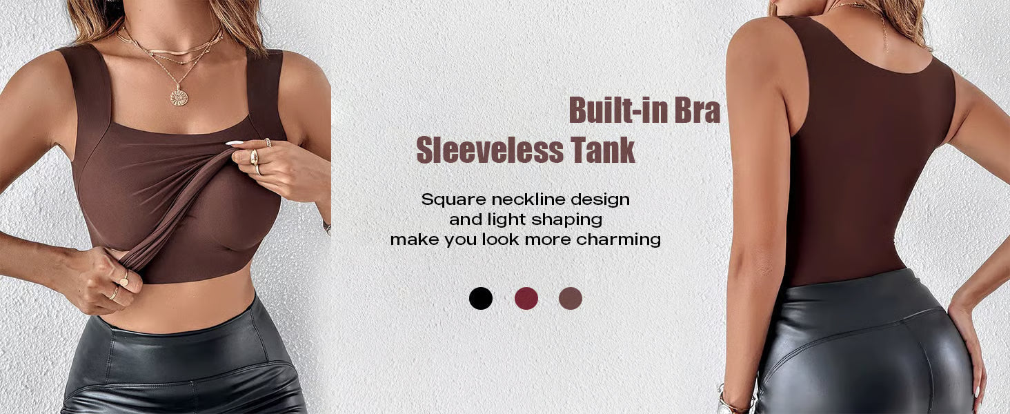 🔥U Neck Shapewear Built-in Bra Tank