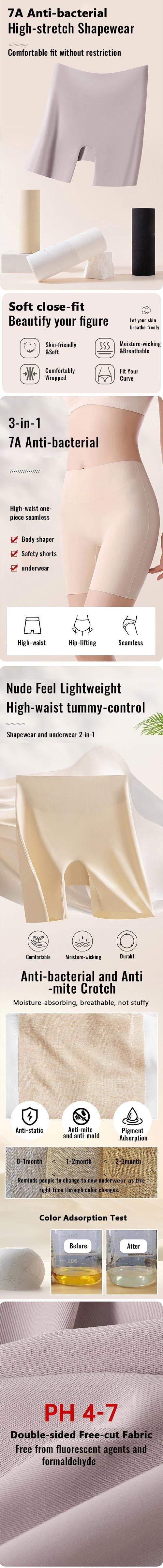 Women High-waist Ice Silk Underwear with Tummy-control Hip-lifting