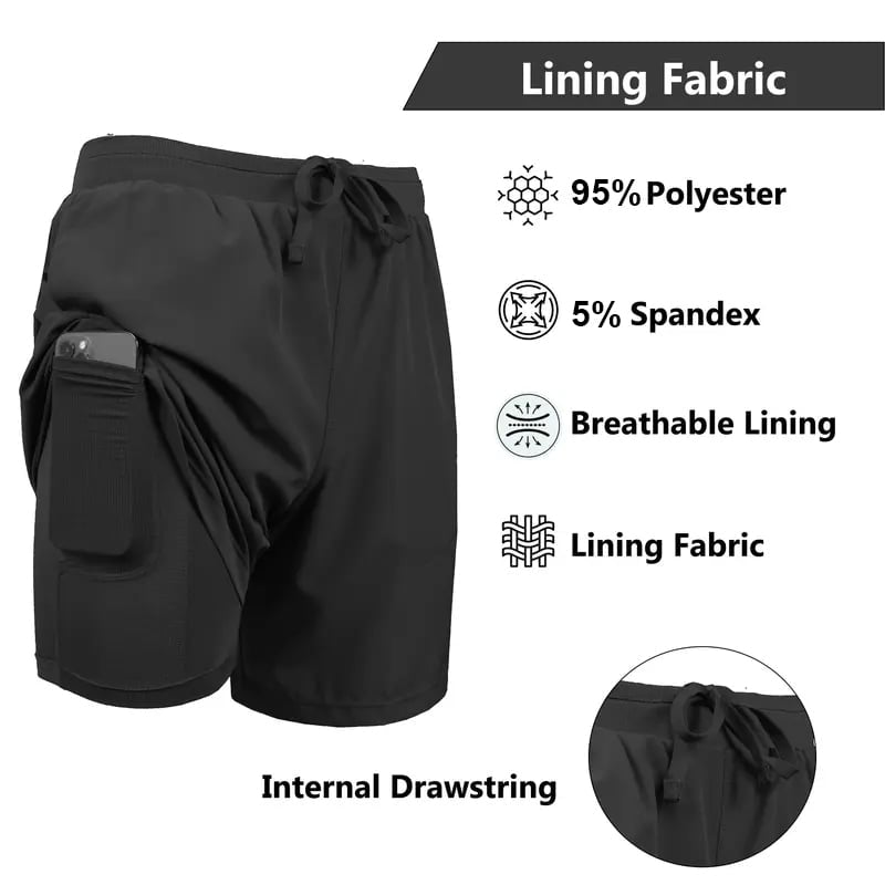 【⏰BUY 1 GET 2 FREE】3-Pack Men's 2 in 1 Quick Dry Gym Running Shorts With Liner