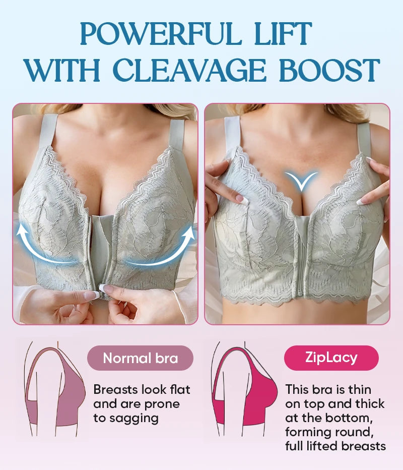 Ultra Soft Front Zip Wireless Lifting Bra