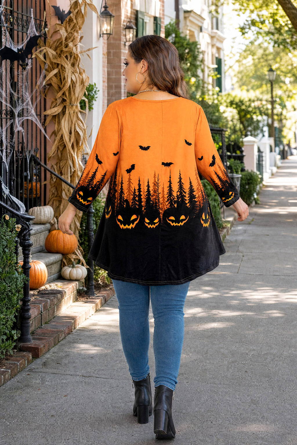 Plus Size Tops Womens Swing Tunic 3/4 Sleeve Flowy Long Blouses