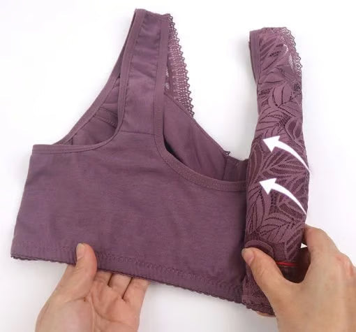 ⏰Nature Cotton Wireless Zipper Front Button Bra
