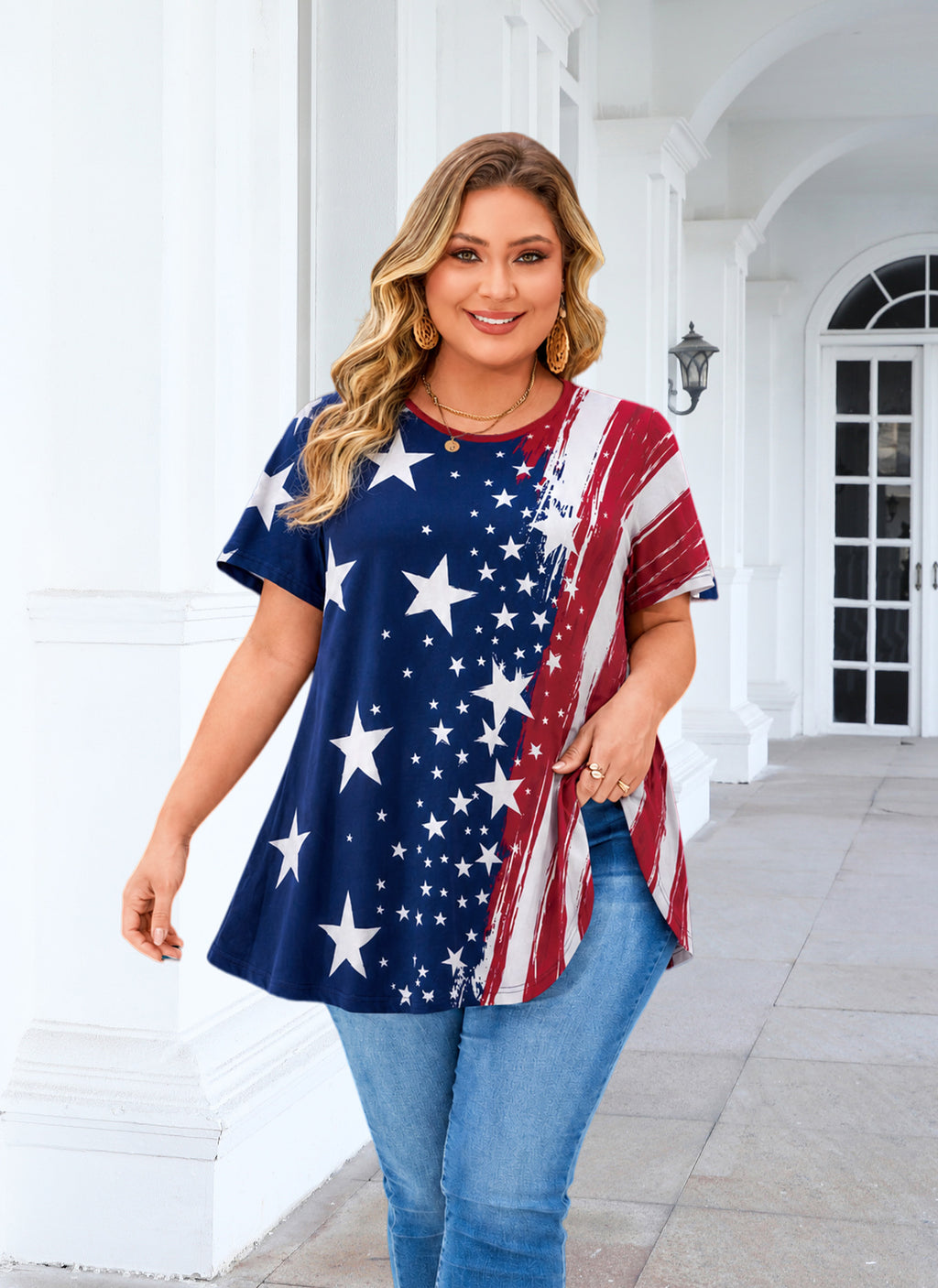 Womens Plus Size Tops Short Sleeve Swing Flare Flowy Tunic Loose Fit Summer Casual Blouses to Wear with Leggings