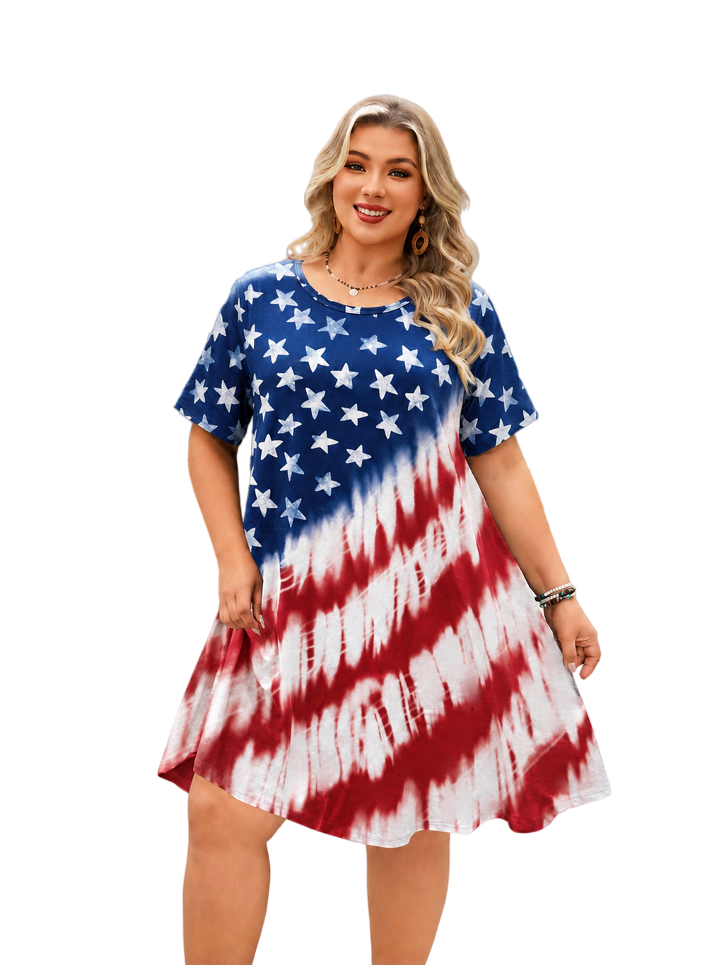 Women's Casual T-Shirt Dress Plus Size Summer Short Sleeve Crewneck Swing Dresses Beach Vacation