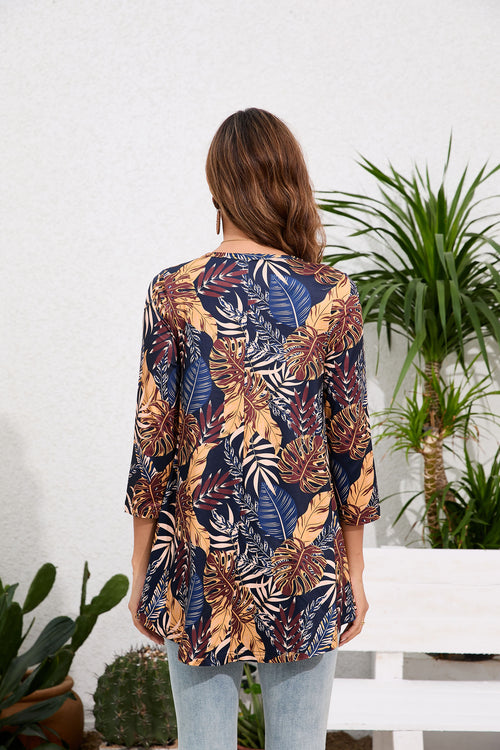Tunic Tops for Women Plus Size 3/4 Sleeve Crew Neck Swing Flare Loose T-Shirt Blouses to Wear with Leggings