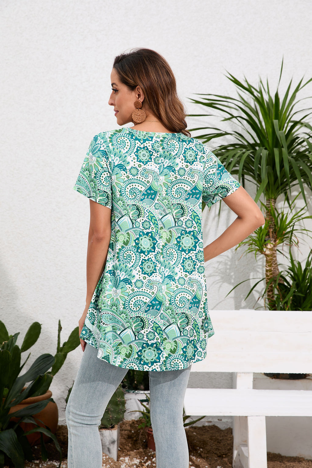 Tunic Tops for Women Plus Size Short Sleeve Crew Neck Swing Flare Loose T-Shirt Blouses to Wear with Leggings