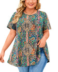 Womens Plus Size Tops Short Sleeve Swing Flare Flowy Tunic Loose Fit Summer Casual Blouses to Wear with Leggings