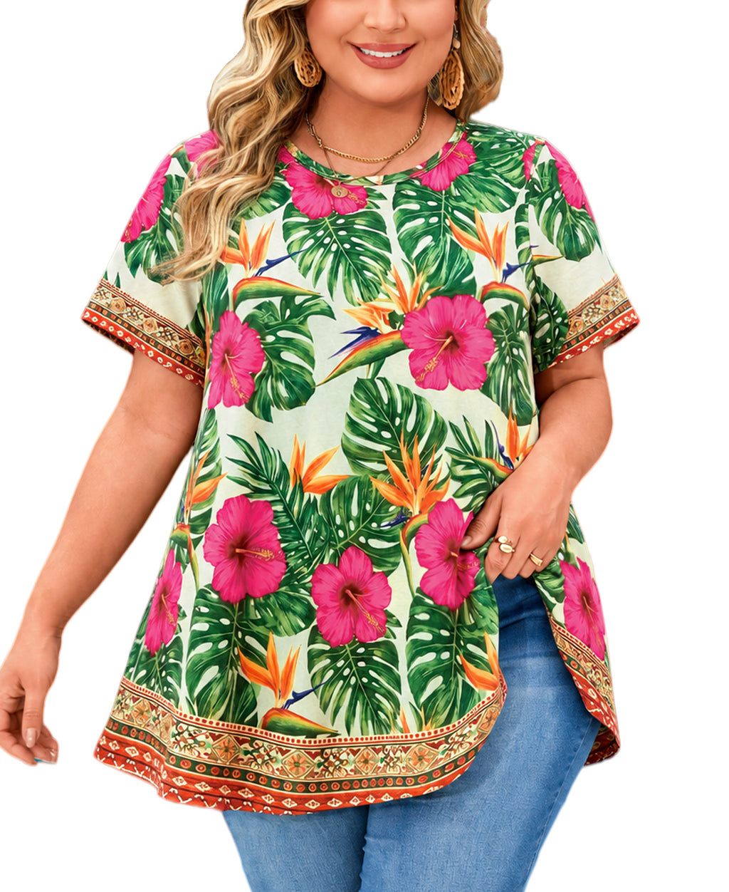 Womens Plus Size Tops Short Sleeve Swing Flare Flowy Tunic Loose Fit Summer Casual Blouses to Wear with Leggings