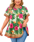 Womens Plus Size Tops Short Sleeve Swing Flare Flowy Tunic Loose Fit Summer Casual Blouses to Wear with Leggings