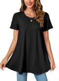 Tunic Tops for Women Plus Size Short Sleeve Crew Neck Swing Flare Loose T-Shirt Blouses to Wear with Leggings