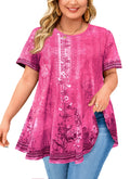 Hot Pink Floral Tunic Top for Women – Flowy Swing Blouse, Plus Size