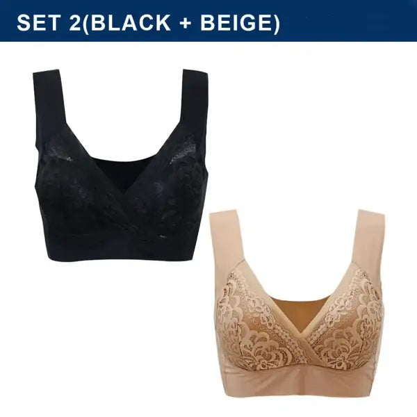 ROSY LIFT BRA –Plus Size Comfort Extra Elastic Wireless Support Lace Bra (Size runs the same as regular bras)