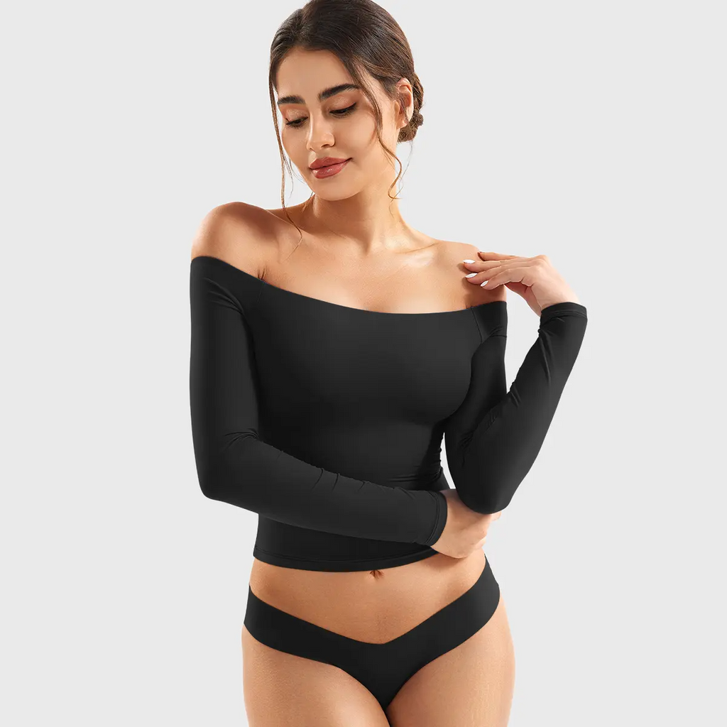 Buttery Soft Off-Shoulder Long Sleeve Crop Top