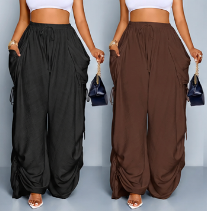 High Waist Wide Leg Drawstring Pants
