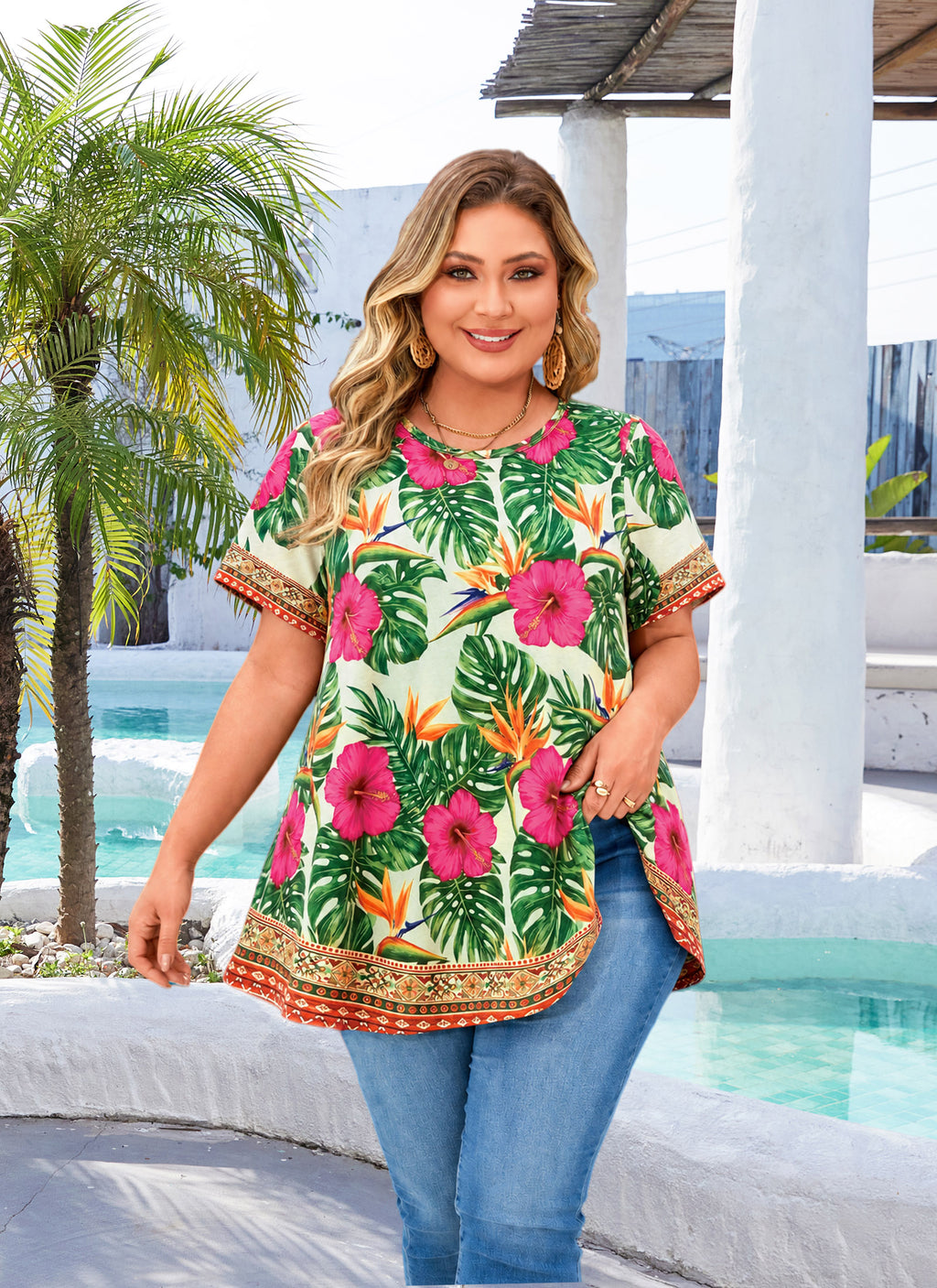 Womens Plus Size Tops Short Sleeve Swing Flare Flowy Tunic Loose Fit Summer Casual Blouses to Wear with Leggings