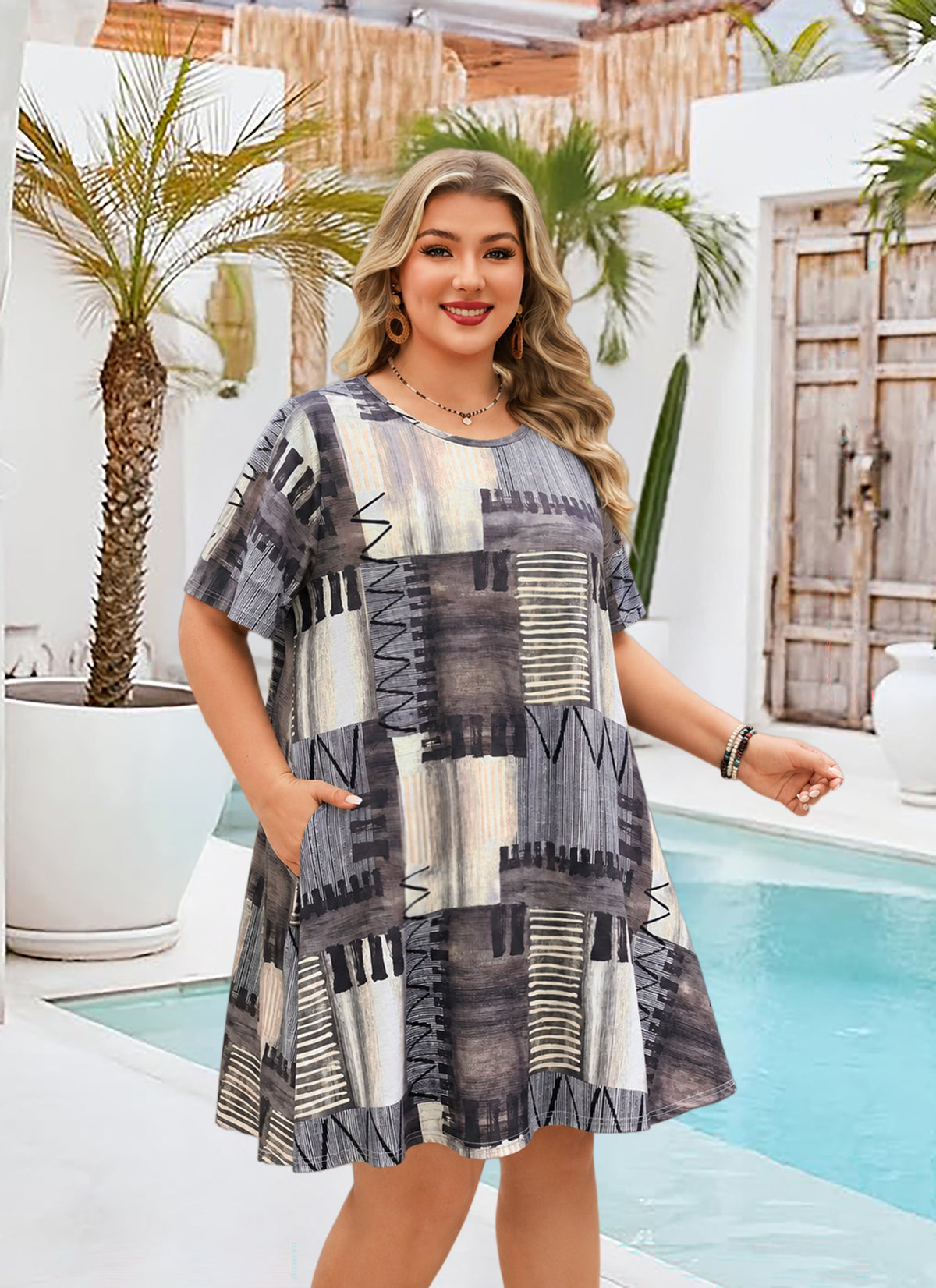 Women's Plus Size T-Shirt Dress – Short Sleeve with Pockets
