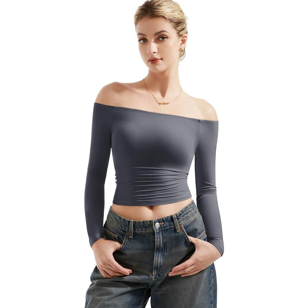 Buttery Soft Off-Shoulder Long Sleeve Crop Top