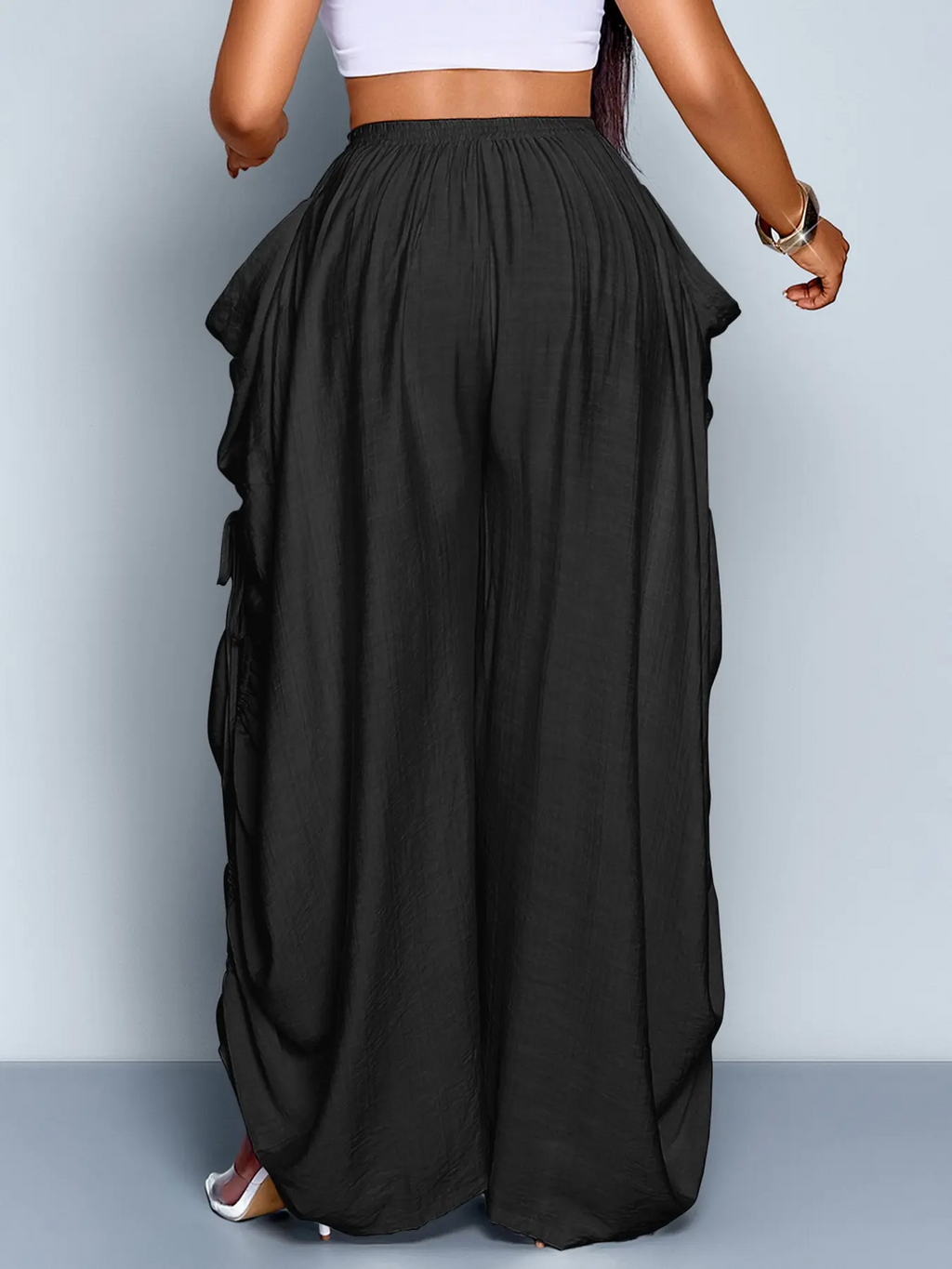 High Waist Wide Leg Drawstring Pants
