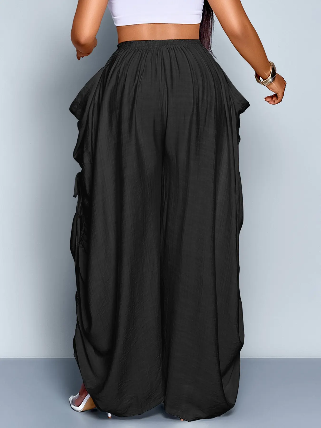 High Waist Wide Leg Drawstring Pants