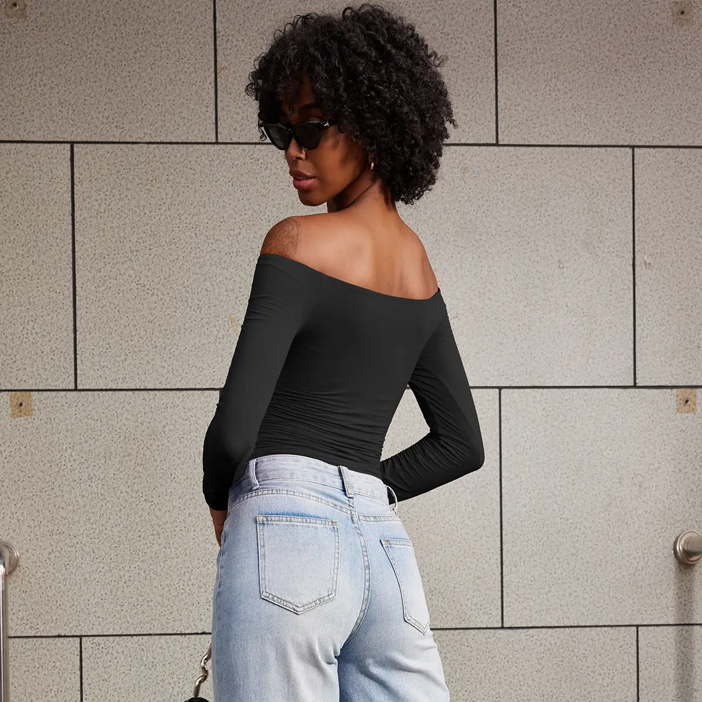 Buttery Soft Off-Shoulder Long Sleeve Crop Top