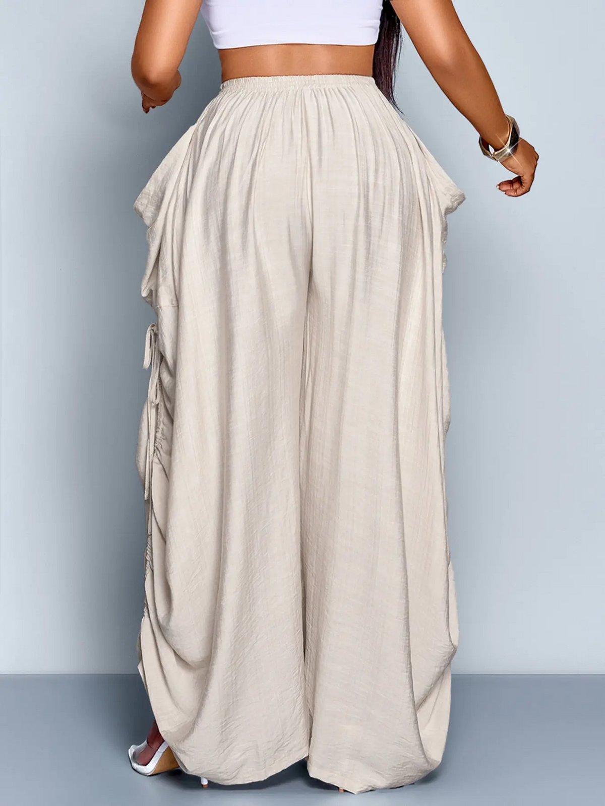 High Waist Wide Leg Drawstring Pants