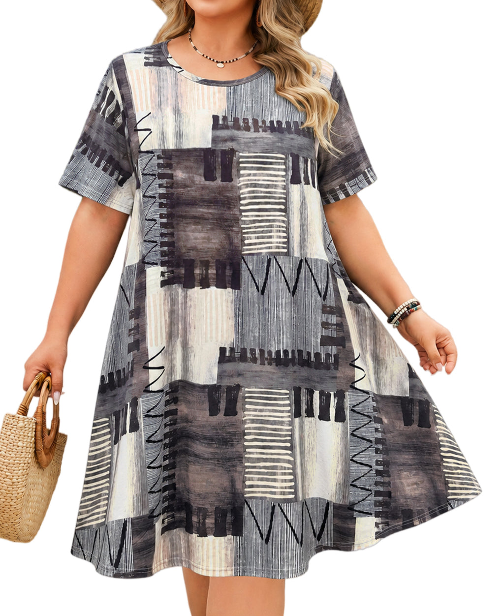Women's Plus Size T-Shirt Dress – Short Sleeve with Pockets