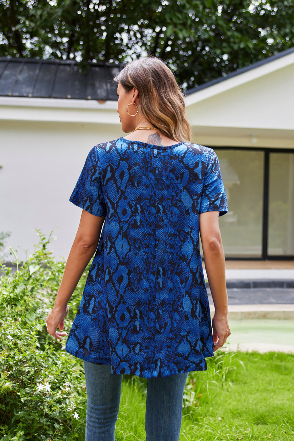 Tunic Tops for Women Plus Size Short Sleeve Crew Neck Swing Flare Loose T-Shirt Blouses to Wear with Leggings