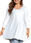 Womens Tunic Tops 3/4 Sleeve Plus Size Crew Neck Swing Flare Loose Fit T-Shirt Blouses to Wear with Leggings