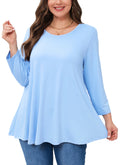 Womens Tunic Tops 3/4 Sleeve Plus Size Crew Neck Swing Flare Loose Fit T-Shirt Blouses to Wear with Leggings