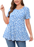 Tunic Tops for Women Plus Size Short Sleeve Crew Neck Swing Flare Loose T-Shirt Blouses to Wear with Leggings