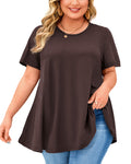 Tunic Tops for Women Plus Size Short Sleeve Crew Neck Swing Flare Loose T-Shirt Blouses to Wear with Leggings