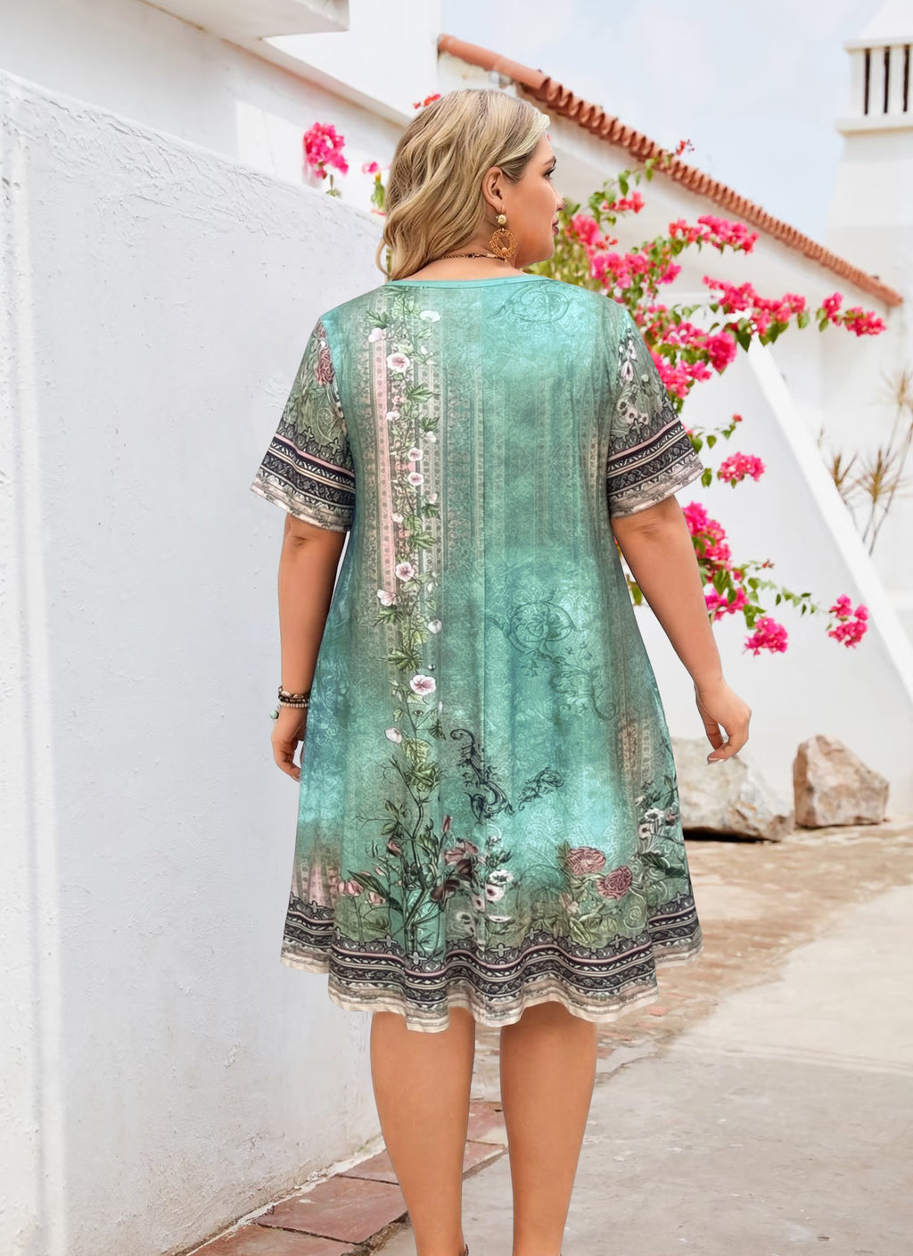 Women's Casual T-Shirt Dress Plus Size Summer Short Sleeve Crewneck Swing Dresses Beach Vacation