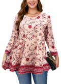 Womens Tunic 3/4 Sleeve Plus Size Tops Crew Neck Swing Flowy Loose Fit T-Shirt Blouses to Wear with Leggings