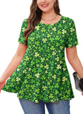 Tunic Tops for Women Plus Size Short Sleeve Crew Neck Swing Flare Loose T-Shirt Blouses to Wear with Leggings