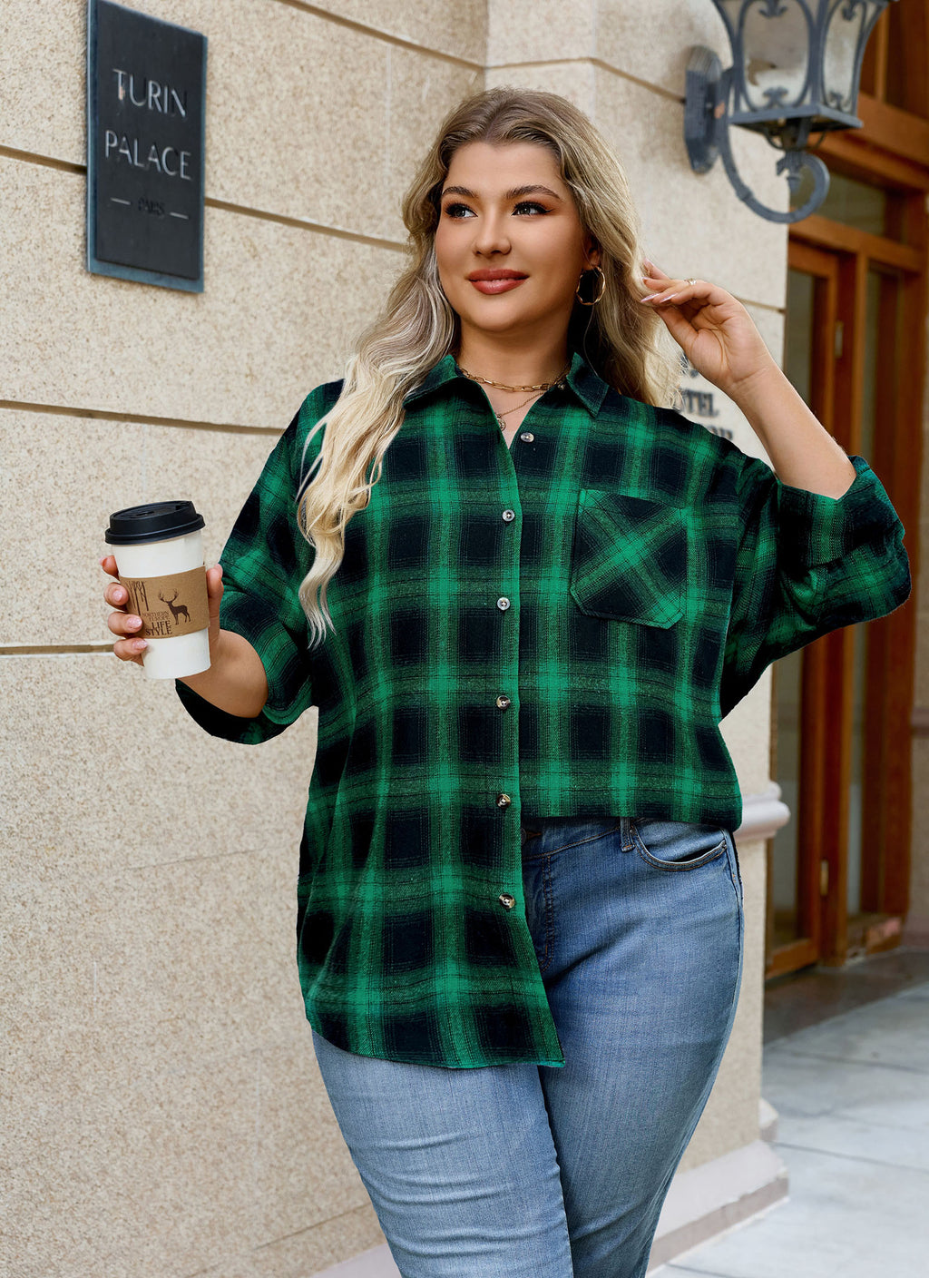 Womens Plus Size Flannel Shirts Long Sleeve Button Down Plaid Shirt Roll Up Oversize Checkered Blouse Top Fall