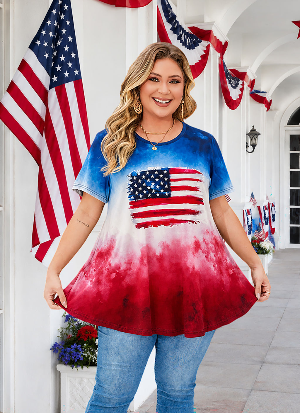 Womens Plus Size Tops Short Sleeve Swing Flare Flowy Tunic Loose Fit Summer Casual Blouses to Wear with Leggings