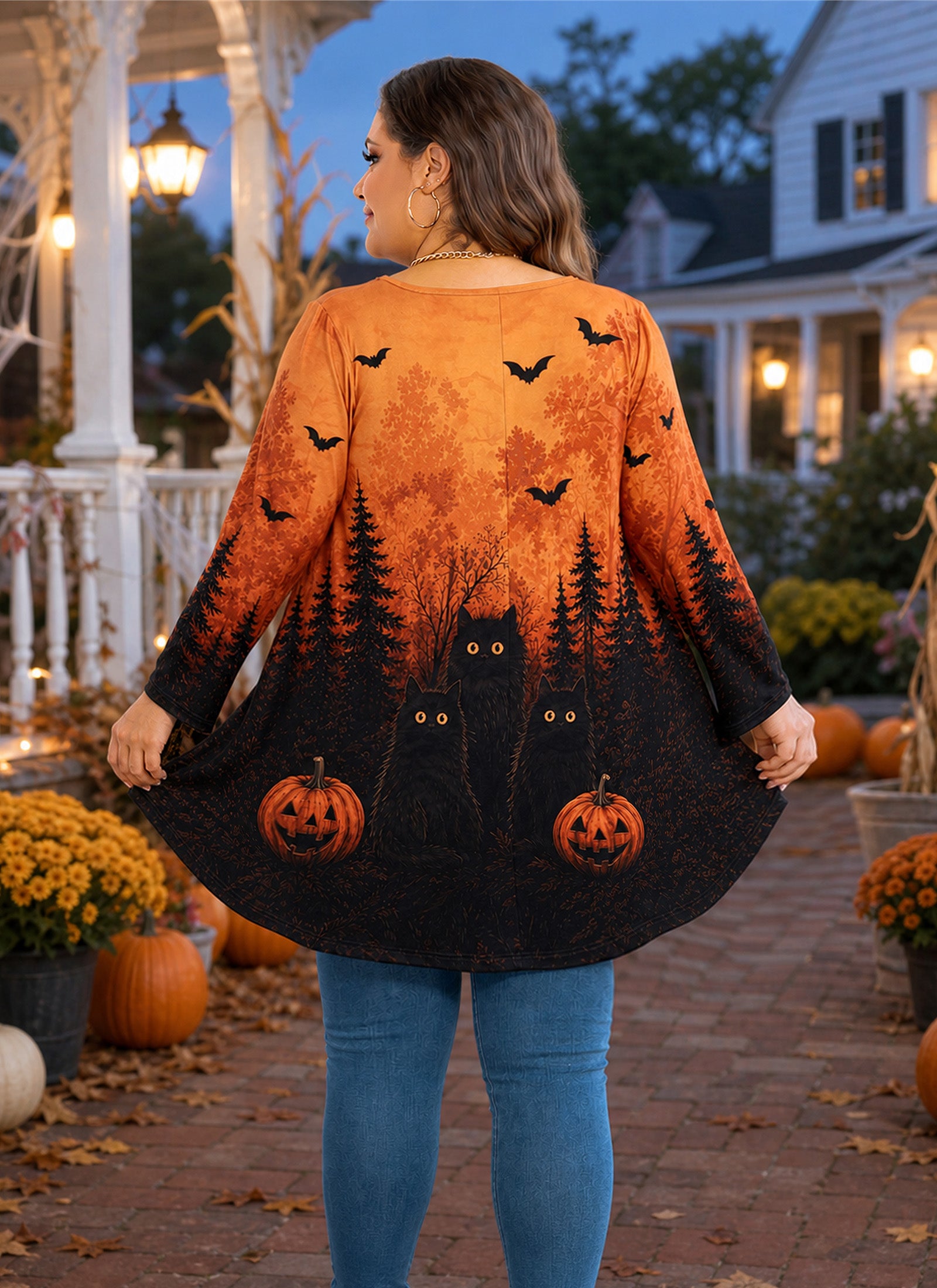 Women's Plus Size Swing Tunic Top | 3/4 Sleeve Flowy Blouse