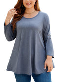 Womens Tunic Tops 3/4 Sleeve Plus Size Crew Neck Swing Flare Loose Fit T-Shirt Blouses to Wear with Leggings