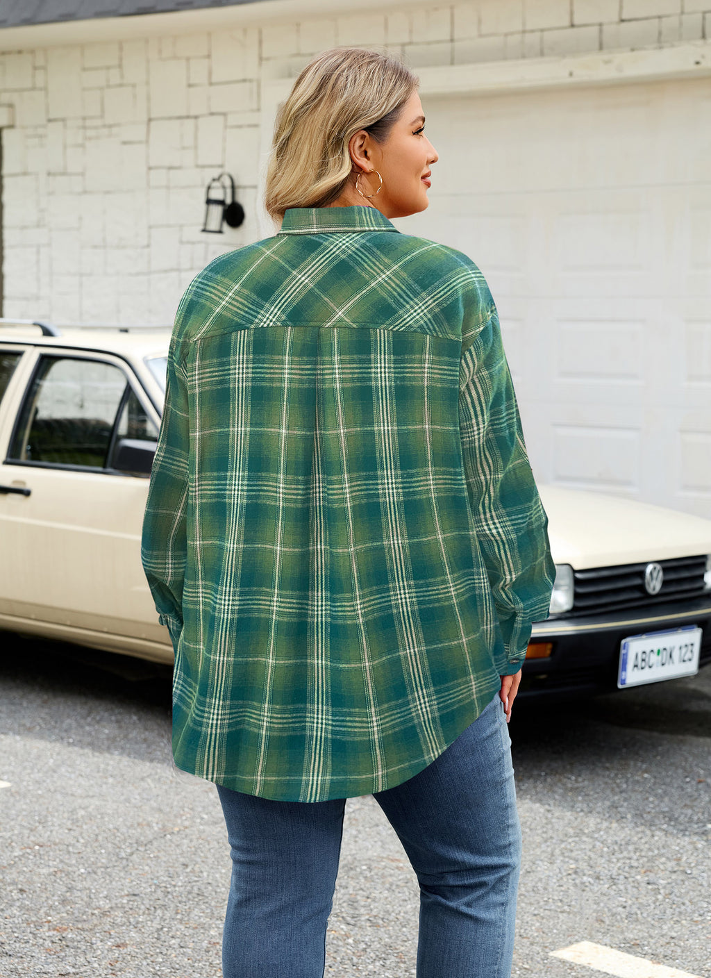 Womens Plus Size Flannel Shirts Long Sleeve Button Down Plaid Shirt Roll Up Oversize Checkered Blouse Top Fall