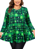 Tunic Tops for Women Plus Size 3/4 Sleeve Crew Neck Swing Flare Loose T-Shirt Blouses to Wear with Leggings