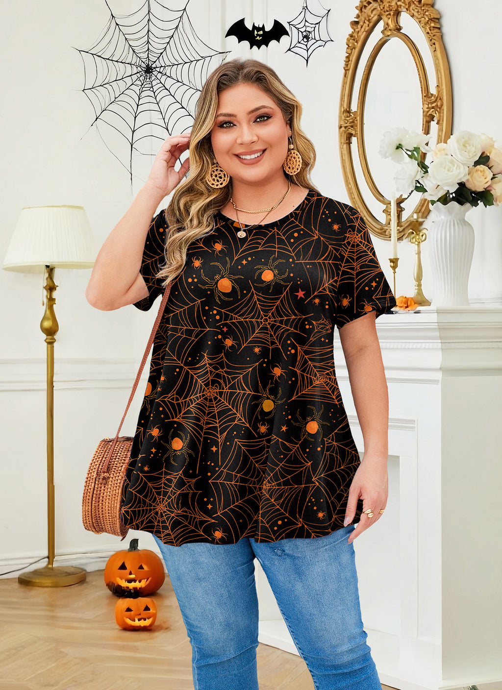 Womens Plus Size Tops Short Sleeve Swing Flare Flowy Tunic Loose Fit Summer Casual Blouses to Wear with Leggings