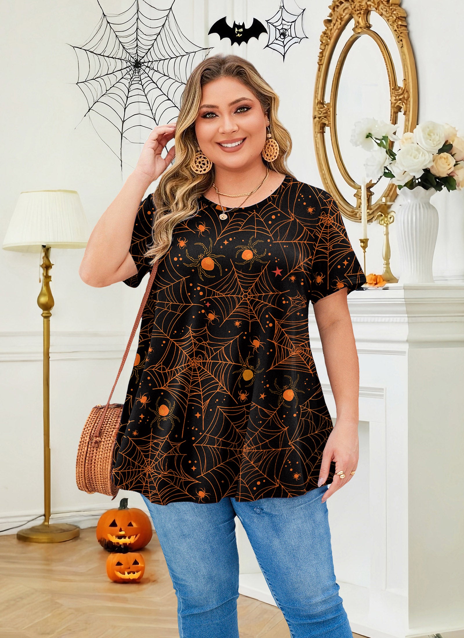 Womens Plus Size Tops Short Sleeve Swing Flare Flowy Tunic Loose Fit Summer Casual Blouses to Wear with Leggings