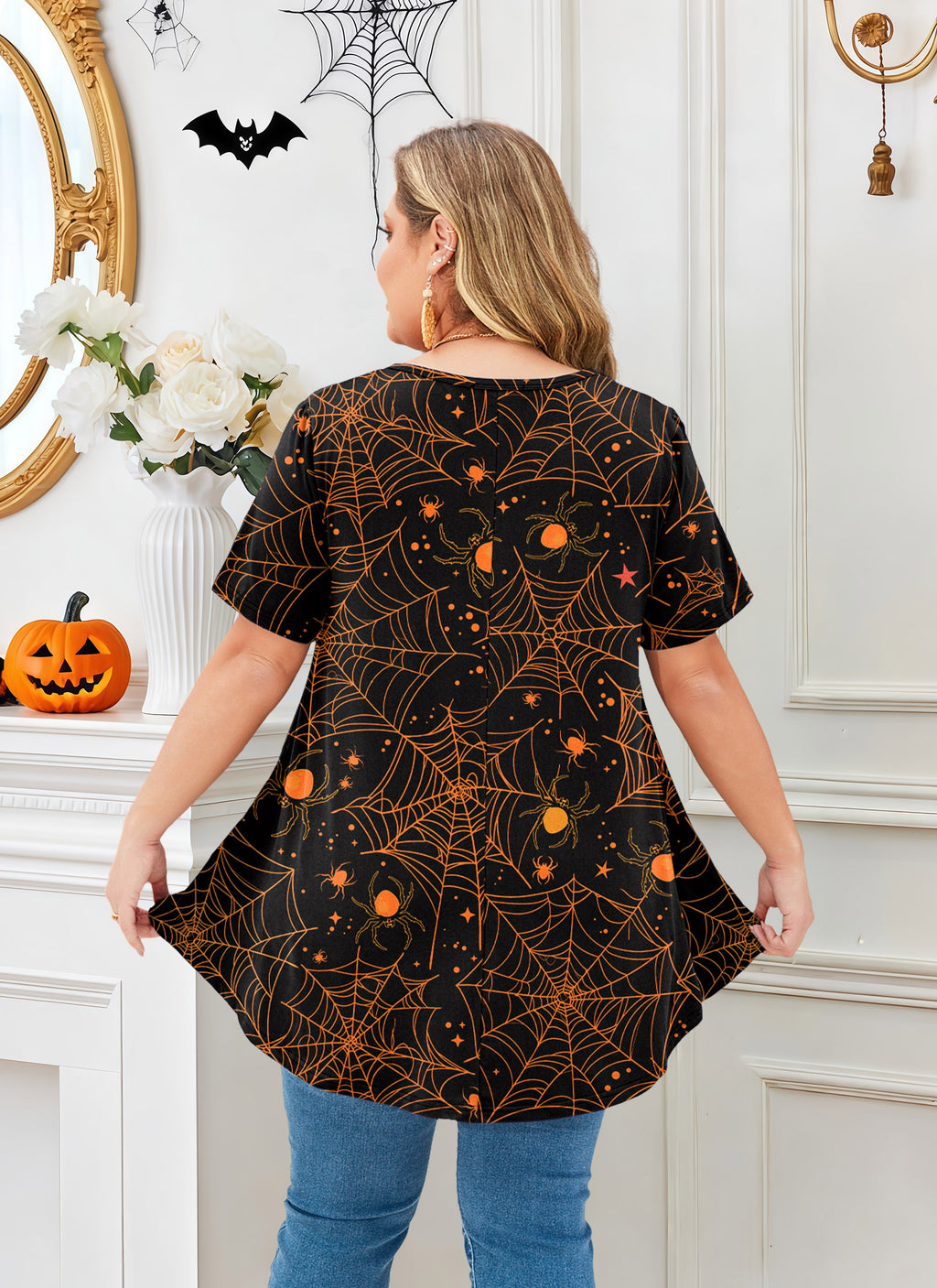 Womens Plus Size Tops Short Sleeve Swing Flare Flowy Tunic Loose Fit Summer Casual Blouses to Wear with Leggings