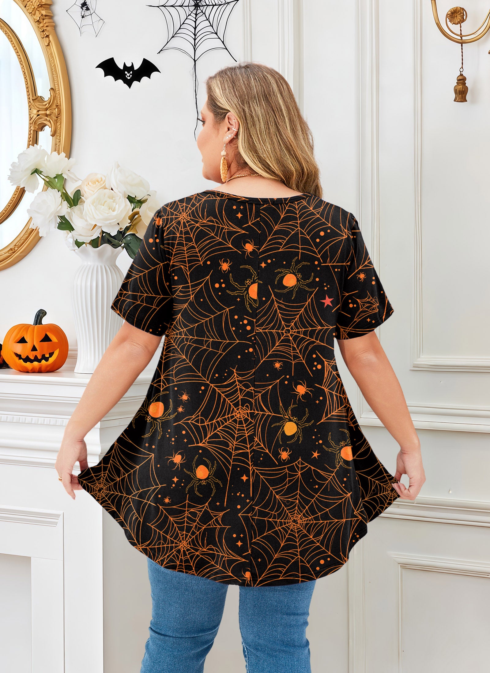 Womens Plus Size Tops Short Sleeve Swing Flare Flowy Tunic Loose Fit Summer Casual Blouses to Wear with Leggings