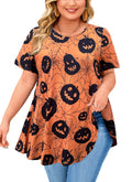 Tunic Tops for Women Plus Size Short Sleeve Crew Neck Swing Flare Loose T-Shirt Blouses to Wear with Leggings