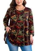 Womens Tunic 3/4 Sleeve Plus Size Tops Crew Neck Swing Flowy Loose Fit T-Shirt Blouses to Wear with Leggings