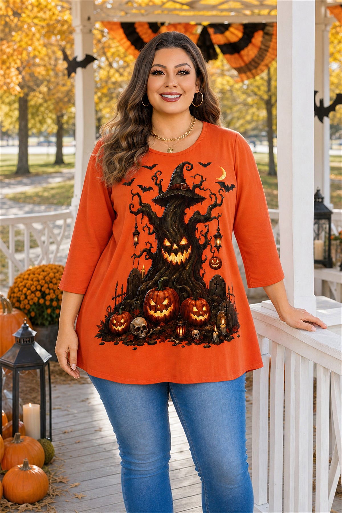Women's Plus Size Swing Tunic Top | 3/4 Sleeve Flowy Blouse