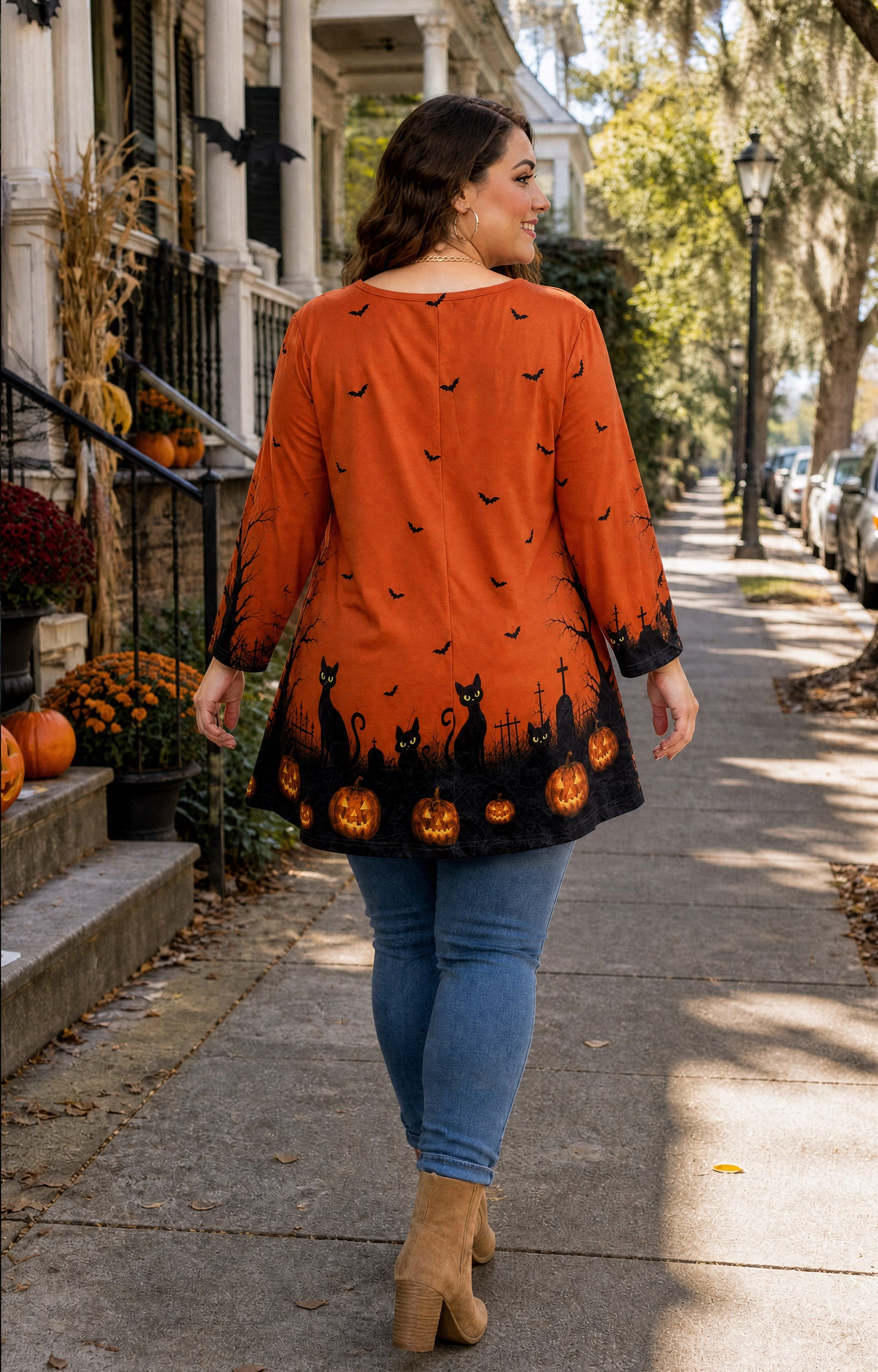 Womens Tunic Tops Plus Size 3/4 Sleeve Swing Flowy Blouses