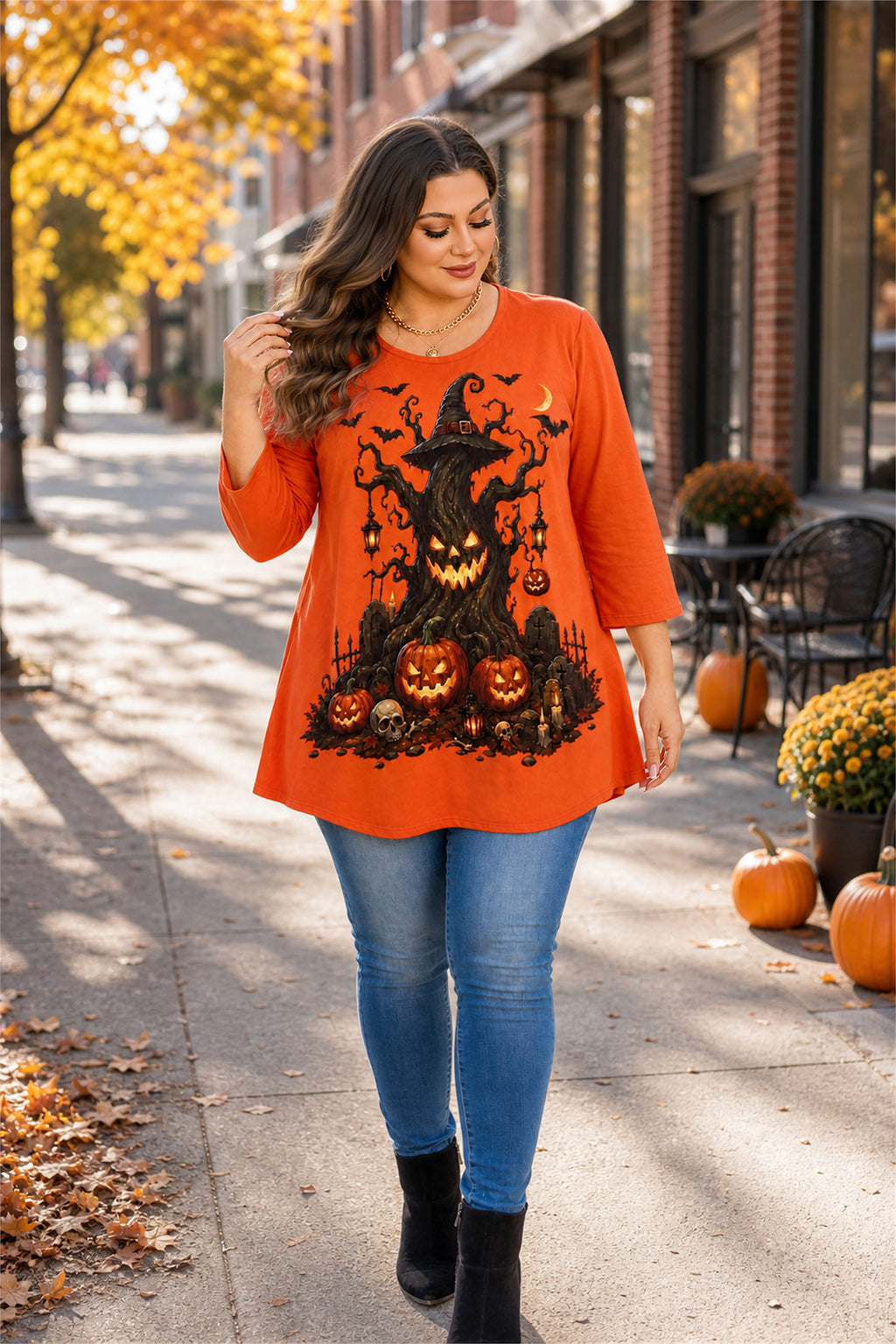 Women's Plus Size Swing Tunic Top | 3/4 Sleeve Flowy Blouse