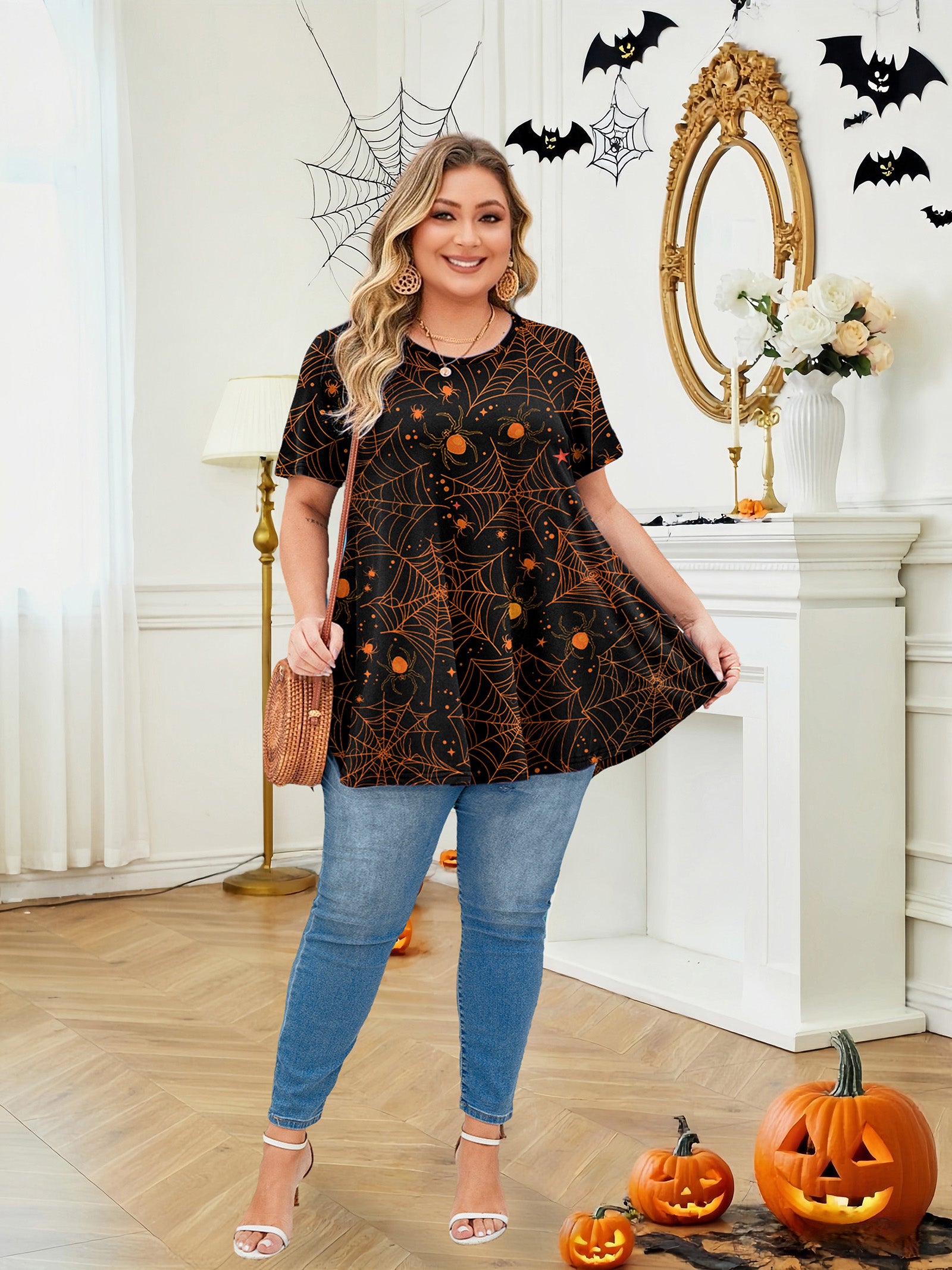 Womens Plus Size Tops Short Sleeve Swing Flare Flowy Tunic Loose Fit Summer Casual Blouses to Wear with Leggings